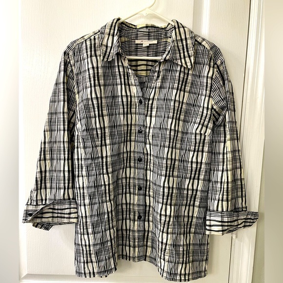 JM Collection Women’s 3/4 Sleeve Button Down Top Size 18 - Picture 1 of 7